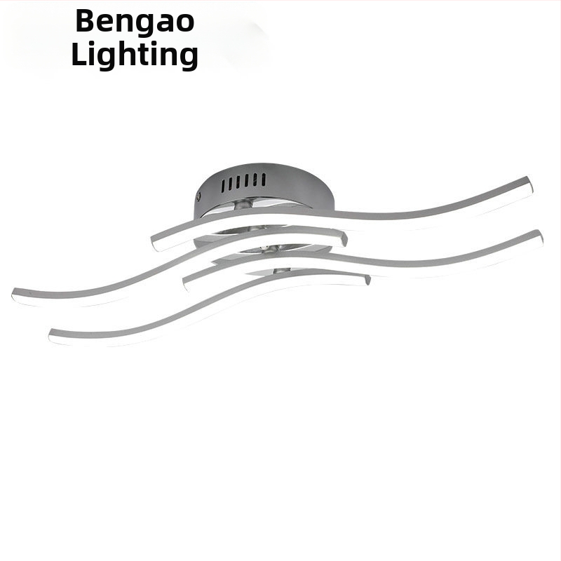 LED lubų šviestuvas su keturiomis bangomis, skirtas svetainei ir miegamajam, modernus minimalistinis dizainas, aliuminio korpusas, 85–265V, CRI ≥90, apšvietimo plotas 10–15㎡