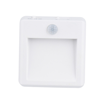 Нощна лампа с PIR детектор, захранвана от контакт, LED 0.8W, обхват 5–8 м, модел NL001, PC корпус