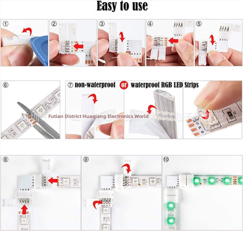 Πλακέτα προσαρμογής LED ταινίας PCB με 4 ακίδες, γωνιακός συνδετήρας τύπου L, χωρίς συγκόλληση, 2-πύρηνες επαφές χαλκού, προστατευτικό μονωτικό