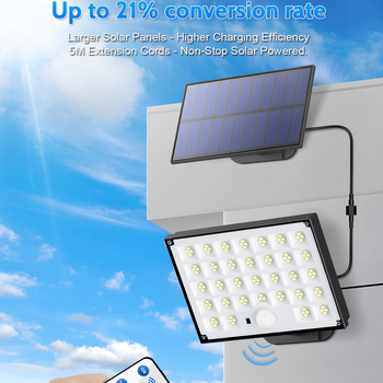 Слънчево захранвана стенна и градинска лампа със разделен дизайн, IP65 защита, 2W, 3.7V, модел T-127