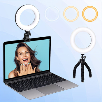 Ring light για smartphone - Κλιπ LED φωτιστικό για βίντεο και selfie, ρυθμιζόμενο, USB 5V, πλαστικό αμπαζούρ