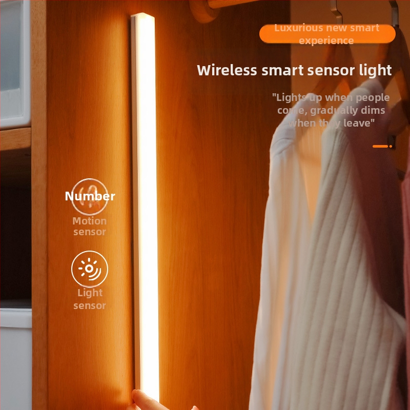 LED интелигентна сензорна нощна лампа, модел RY-200, за вътрешно ползване в спалня и гардероб, светлинна лента за атмосфера и аварийно осветление