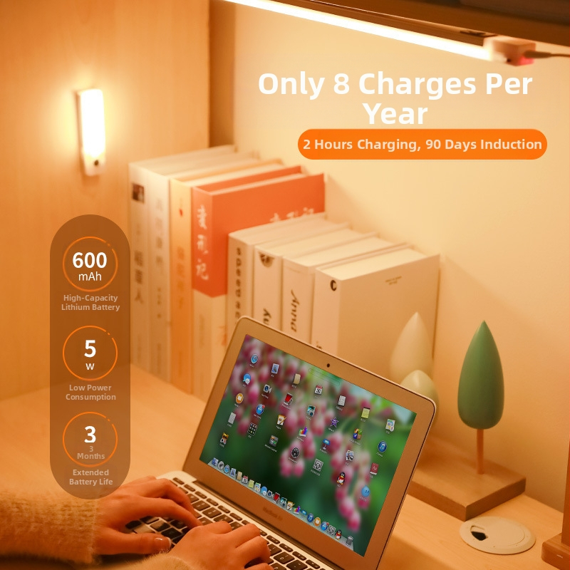 LED интелигентна сензорна нощна лампа, модел RY-200, за вътрешно ползване в спалня и гардероб, светлинна лента за атмосфера и аварийно осветление