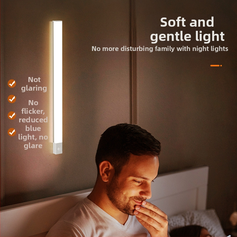 LED интелигентна сензорна нощна лампа, модел RY-200, за вътрешно ползване в спалня и гардероб, светлинна лента за атмосфера и аварийно осветление