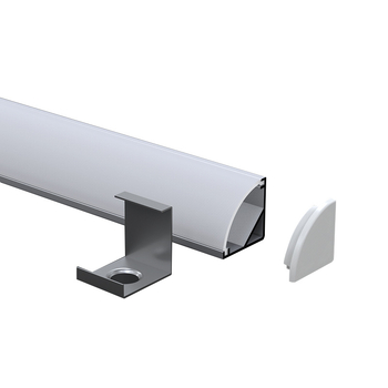LED лента светлина, У-образен дизайн с открит монтаж, твърд корпус за LED лента, модел L054, алуминиева сплав + пластмасов абажур, повърхност оксидация, за вътрешно осветление
