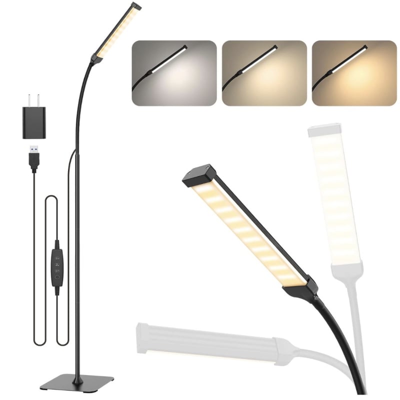 LED λαμπτήρας δαπέδου με αλουμινένιο σκίαστρο, σκανδιναβικό στυλ, διακόπτης τύπου κουμπιού, CRI ≥98