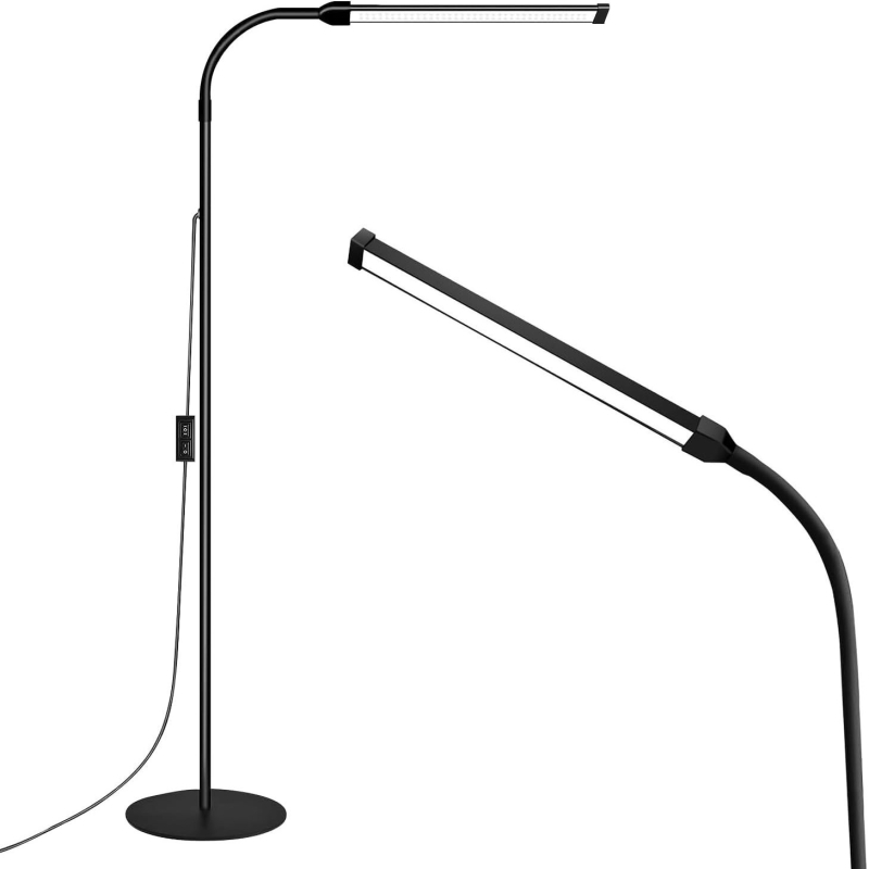 LED λαμπτήρας δαπέδου με αλουμινένιο σκίαστρο, σκανδιναβικό στυλ, διακόπτης τύπου κουμπιού, CRI ≥98