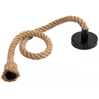 Ρετρό πολυέλαιος από σκοινί κάνναβης – LED φως, με μία κεφαλή, ρυθμιζόμενος ύψος έως 1,5 μ, κάλυψη φωτισμού 5–10 μ²