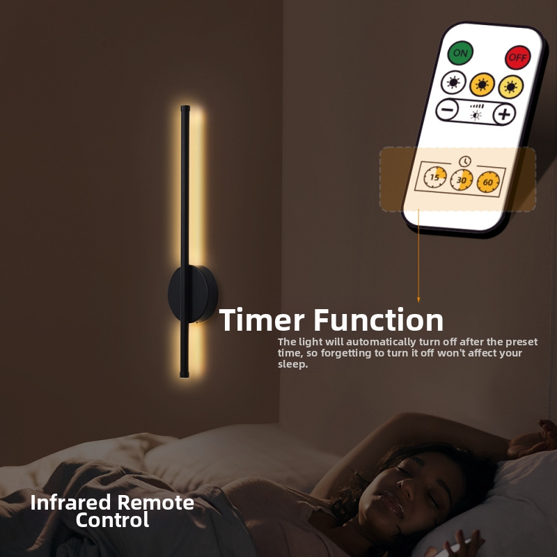 Кръгла магнитна стенна лампа с LED, дистанционно управление, без проводници, алуминиево тяло, скандинавски стил