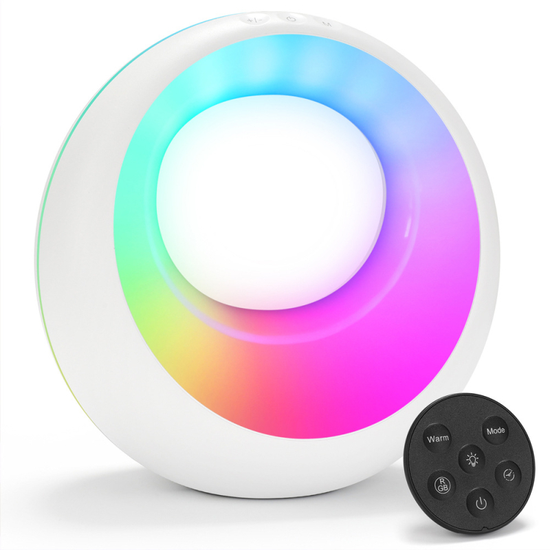 Noćna lampa s RGB promjenom boje, atmosfera lampa, više načina rada, ugrađena baterija, plastični abažur