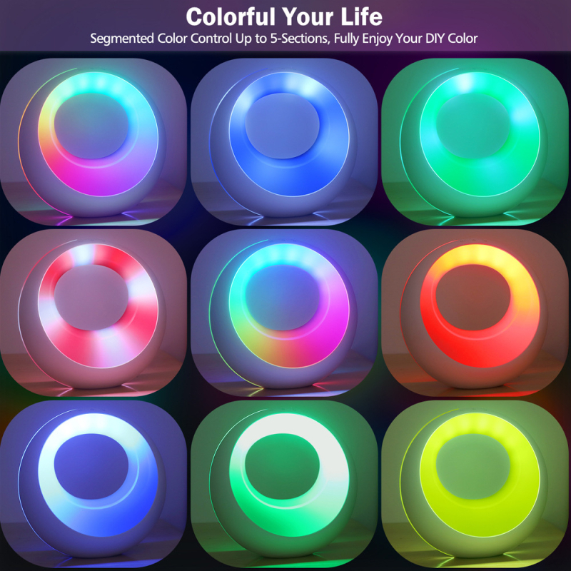 Noćna lampa s RGB promjenom boje, atmosfera lampa, više načina rada, ugrađena baterija, plastični abažur