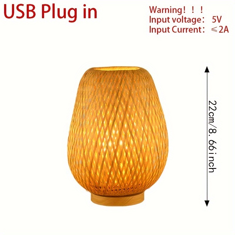 Λαμπτήρας μπαμπού για τραπέζι, ιαπωνικό ζεν στυλ, τροφοδοσία USB, ρυθμιζόμενος φωτισμός, επιτραπέζια χρήση