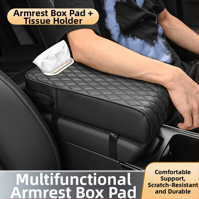 Подлакътник за автомобил, кожен, мемори пяна, модел APR02, универсална съвместимост