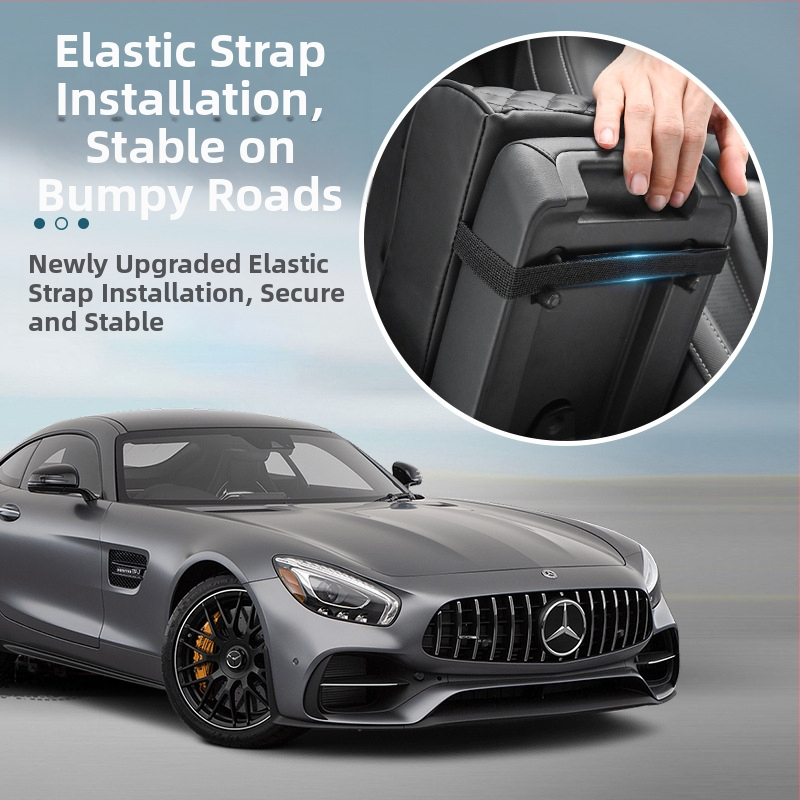 Подлакътник за автомобил, кожен, мемори пяна, модел APR02, универсална съвместимост