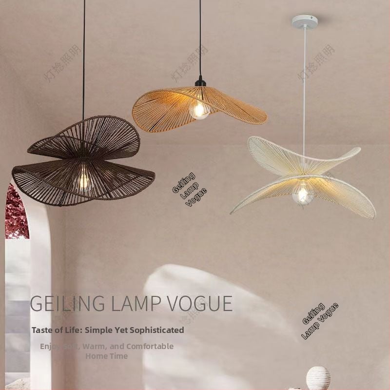 Κρεμαστός πολυέλαιας με καλώδιο – LED φωτισμός, σιδερένιο σώμα, 220V, μία κεφαλή, σκοινί ως φωτιστικό κάλυμμα