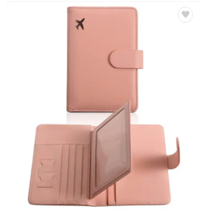 Унисекс кожен портфейл за паспорт и карти с RFID защита, първи слой телешка кожа, 1 сгъване