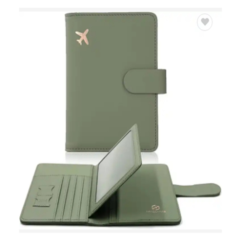 Унисекс кожен портфейл за паспорт и карти с RFID защита, първи слой телешка кожа, 1 сгъване