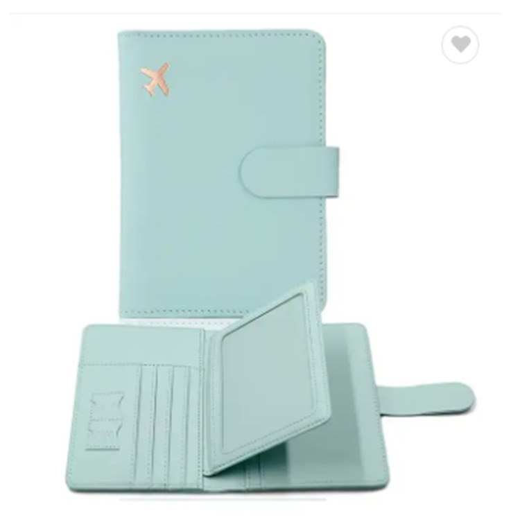 Унисекс кожен портфейл за паспорт и карти с RFID защита, първи слой телешка кожа, 1 сгъване