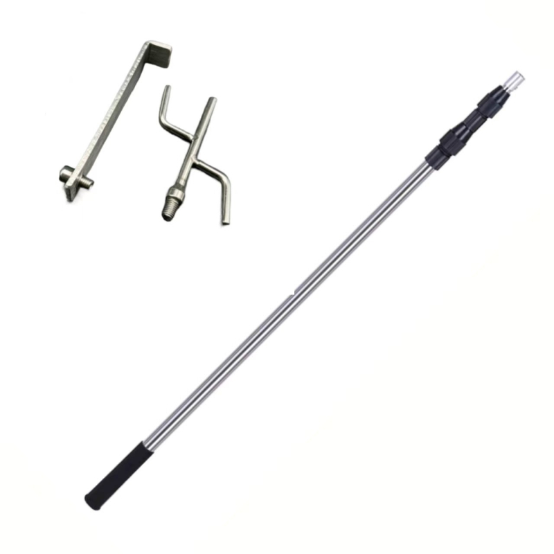 Teleskopinis strypas aukštoms vietoms su plokščiu kabliu iš nerūdijančio plieno, skirtas lauko naudojimui