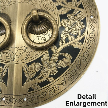 Réz anyagú szekrényajtó fogantyú, kör alakú, kínai antik stílus, Ming–Qing dinasztia ihletése