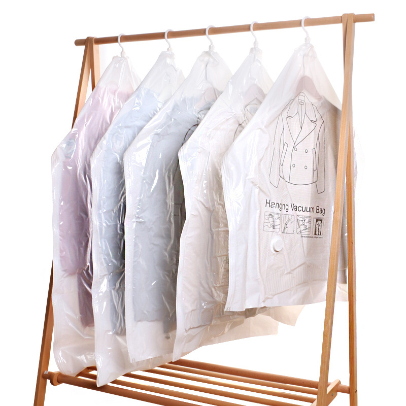 Pakabinama vakuuminė laikymo maišas namų naudojimui – pūkuotos striukės ir drabužiai, PA+PE, modelis SNGG001, be siurbimo