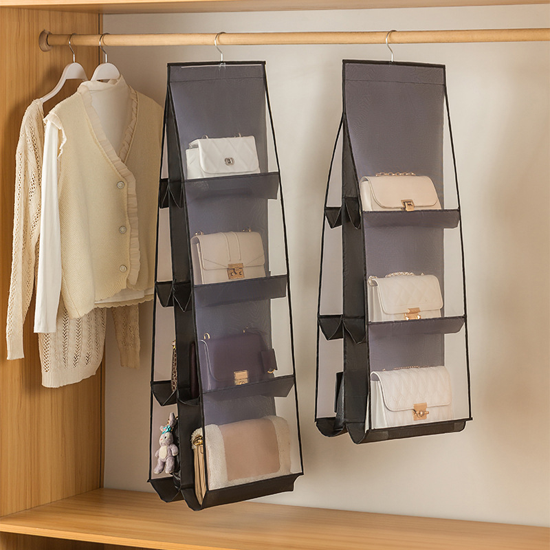 Kocka alakú, falra szerelhető táskataroló porvédő Oxford-anyagból, ideális kézitáskákhoz, apróságokhoz és ruházathoz