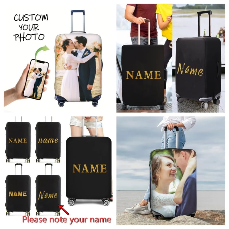 Калъф за багаж с персонализирано име и снимка, печатен дизайн, материал milk silk, капацитет 20-35L, подплата полиестер