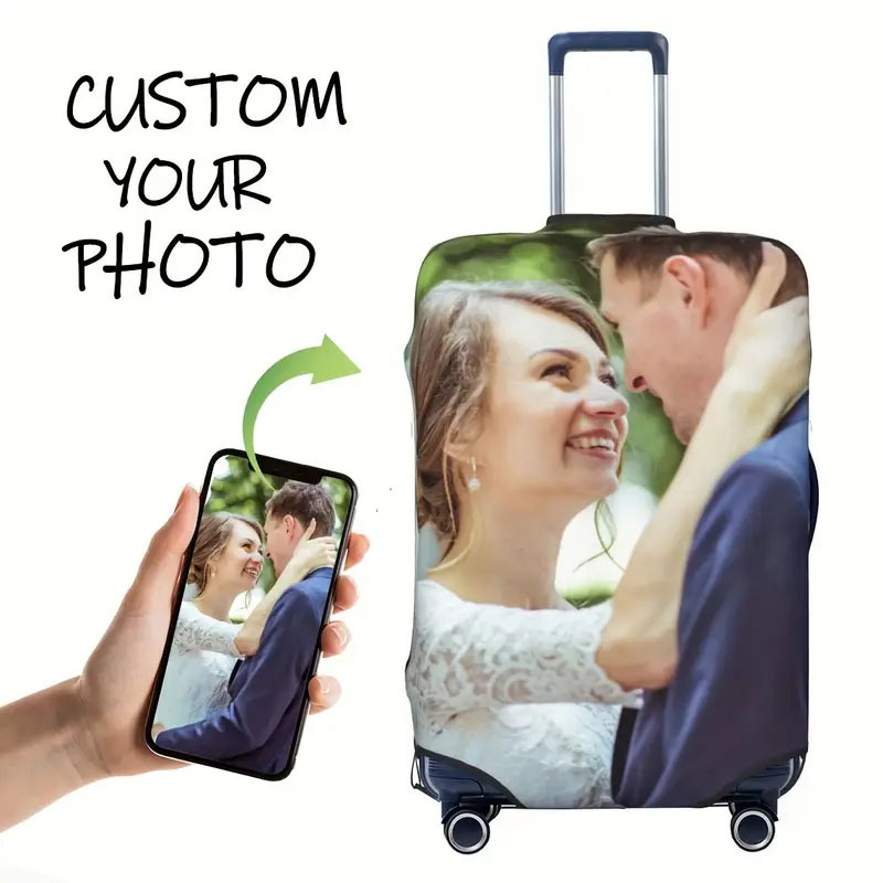 Калъф за багаж с персонализирано име и снимка, печатен дизайн, материал milk silk, капацитет 20-35L, подплата полиестер