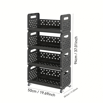 Τετραώροφη πλαστική μονάδα αποθήκευσης κουζίνας — πολλαπλών χρήσεων, περιστρεφόμενη και φορητή, με βιδωτή συναρμολόγηση