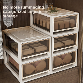 Кутия за бельо с чекмеджe — 3-в-1 организатор за сутиени, бельо и чорапи; PP пластмаса, прахозащита; тегло 0,95–3,01 кг; марка Flying Cat.