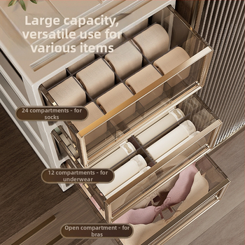 Κουτί αποθήκευσης εσωρούχων με συρτάρι — 3-σε-1 οργανωτής για σουτιέν, εσώρουχα και κάλτσες; PP πλαστικό, προστασία από σκόνη; βάρος 0,95–3,01 kg; μάρκα Flying Cat.