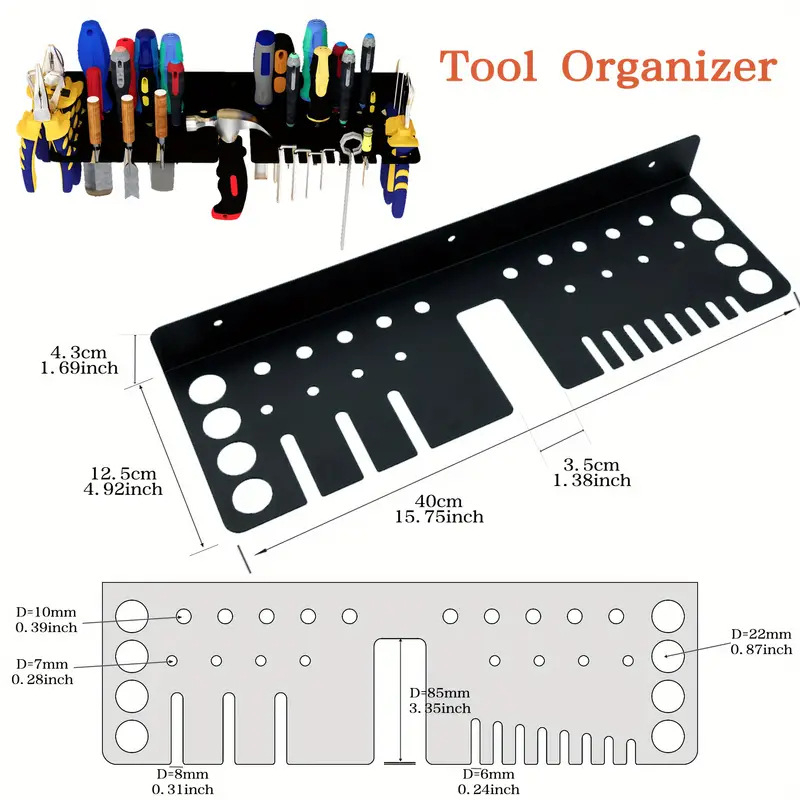 Falihoz rögzíthető nehéz felhasználású fém szerszámtároló polc, két szintű, szénacélból, szívófalra szerelhető, többfunkciós, porálló