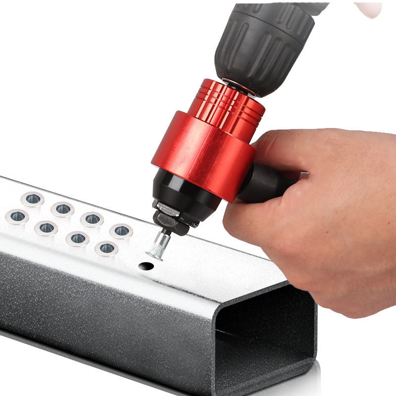 Глава за конвертиране на електрически клепател към бормашина, едноруко управление, алуминиева сплав, диаметър на клепа M3–M8, 10 глави, ръчно захранване