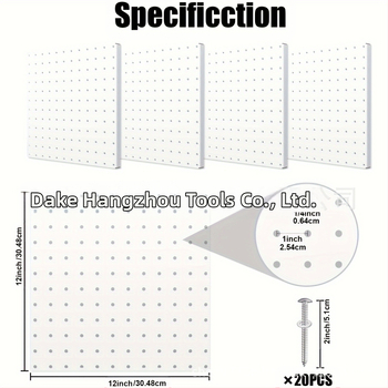 Μεταλλικό τοίχο-μονταριστό σύστημα αποθήκευσης με οπές, 4 επίπεδα, μοντέρνος μινιμαλισμός, εγκατάσταση με βίδες
