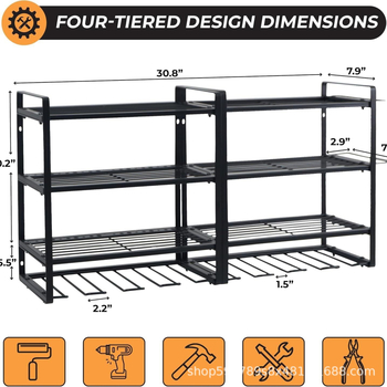 Ράφι αποθήκευσης ηλεκτρικών τρυπανιών, τοίχο-μονταριστό, τεσσάρων επιπέδων, βαρέως τύπου, χάλυβας άνθρακα