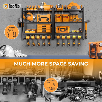 Ράφι αποθήκευσης ηλεκτρικών τρυπανιών, τοίχο-μονταριστό, τεσσάρων επιπέδων, βαρέως τύπου, χάλυβας άνθρακα