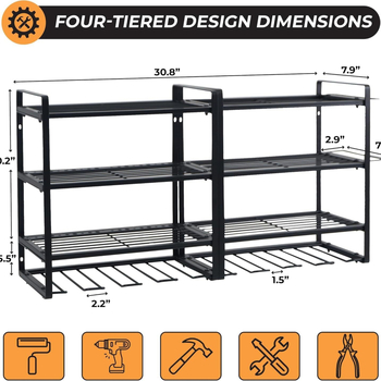 Ράφι αποθήκευσης ηλεκτρικών τρυπανιών, τοίχο-μονταριστό, τεσσάρων επιπέδων, βαρέως τύπου, χάλυβας άνθρακα