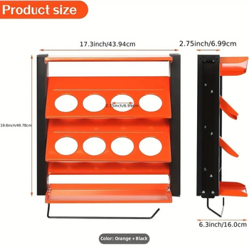 Τοίχος ραφιέρα για δοχεία σπρέι μπογιάς – 4 επίπεδα από ανθρακούχο ατσάλι, στερέωση με βίδες, πολυχρηστική αποθήκευση γκαράζ/εργαστηρίου