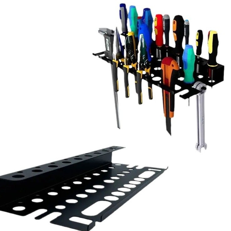 Fali tartó szerszámtároló acélból, 2-szintű, hordozható és forgatható, vákuumos falra rögzítés