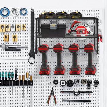 Ράφι αποθήκευσης εργαλείων τοίχου από σφυρήλατο σίδερο, 3 επίπεδα, εγκατάσταση με βίδες, μοντέρνο μινιμαλιστικό στυλ, ανθεκτικής κατασκευής