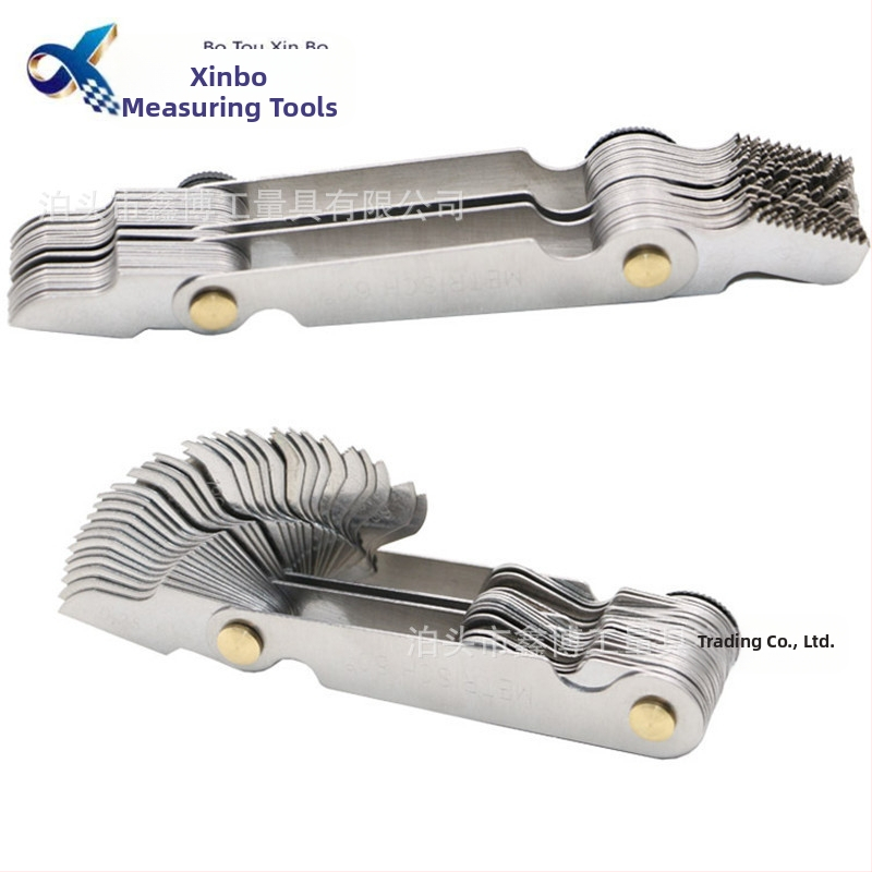 Jinggong калибър за резби, 58-елементен комплект, 60° резбов ъгъл, британски и американски стандарт, обхват 0.25–6, неръждаема стомана