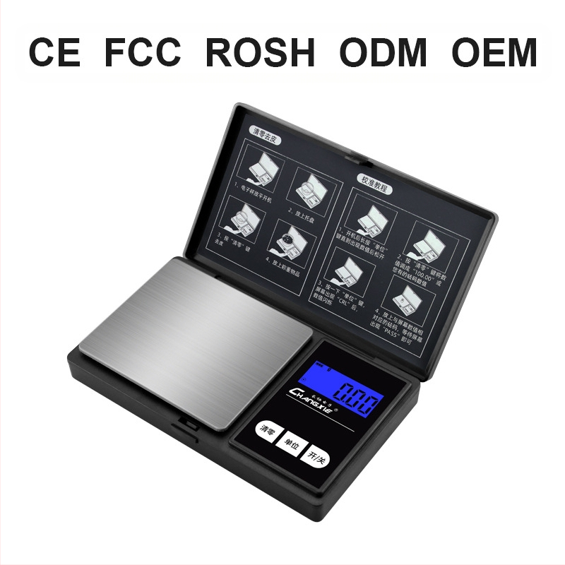 Portatyvinės kišeninės svarstyklės iš nerūdijančiojo plieno, juvelyrikai, talpa 1 kg, tikslumas 0,01 g, modelis DGGY-258