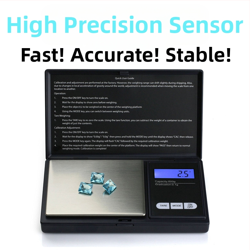 Преносима джобна везна, неръждаема стомана, за бижута, капацитет 1 кг, точност 0,01 г, модел DGGY-258