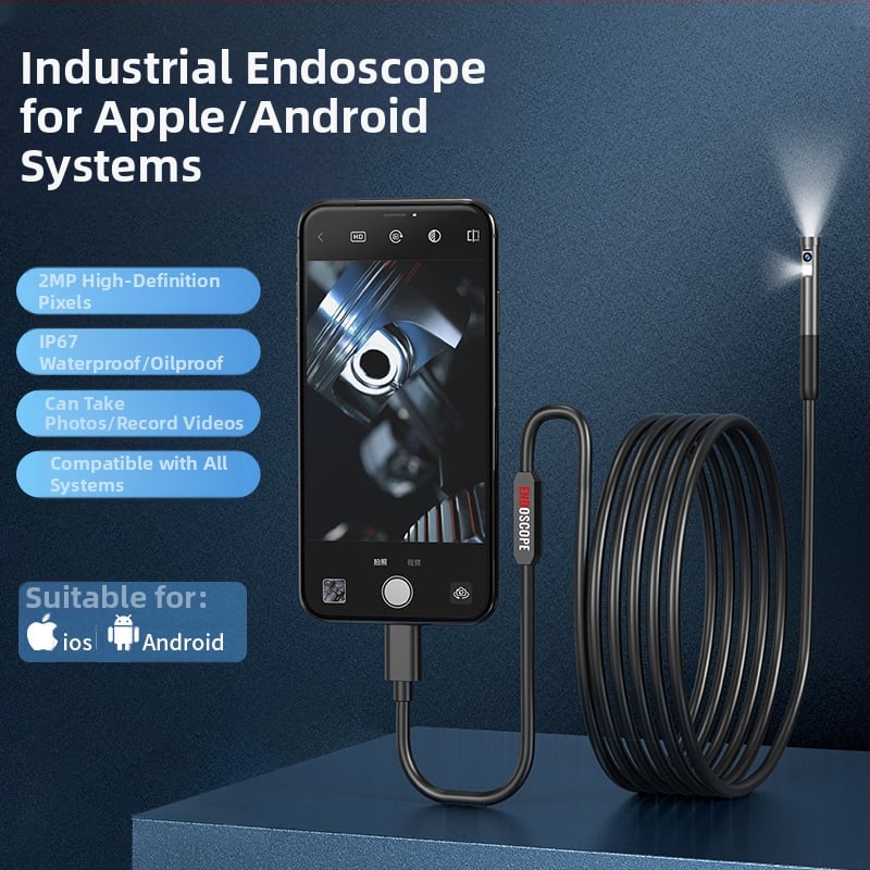 Endoskop s dvostrukim lećama za auto popravak i industrijske cijevi, model W300, 5,5 mm sonde, radna duljina 1000 mm, IP67 vodootporan, 68° vidno polje