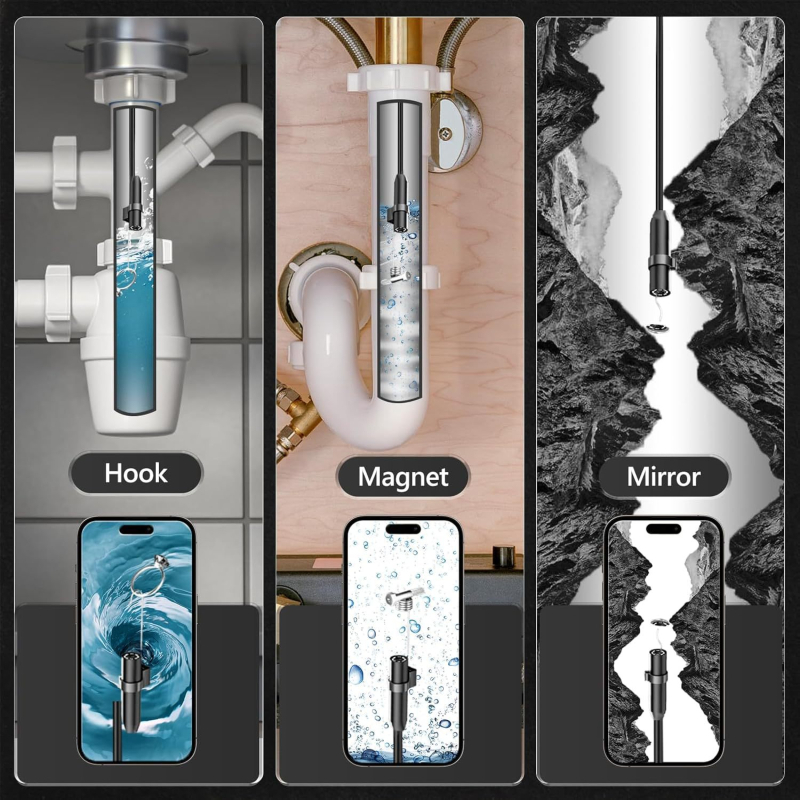 Jade YS105 industrijski boreskop za inspekciju cijevi i automobila, IP67 vodootporan, 1440P, spojen sa pametnim telefonom, LED rasvjeta