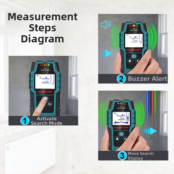 Детектор за стени: открива армировка, проводници, метални тръби и дърво — високопрецизен измервателен инструмент за тестове на стени