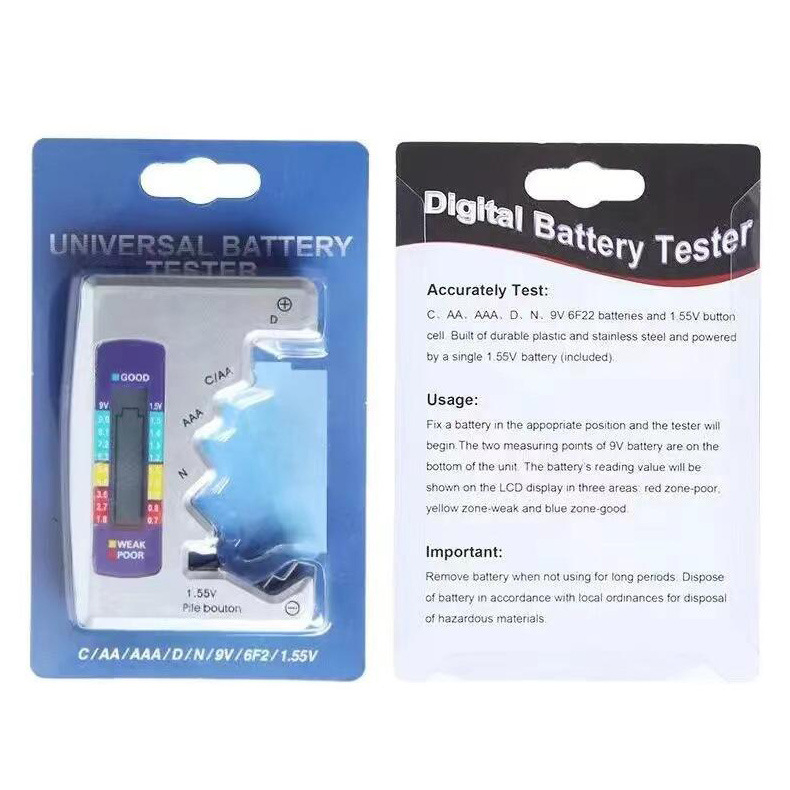 BT-886 skaitmeninis baterijų įtampos testeris su LCD ekranu, modelis BT-886, matavimo diapazonas 1.55