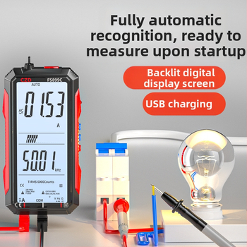 Skaitmeninis multimetras CZD-FS899C su pilnu ekranu, automatinis diapazonas, USB įkrovimas