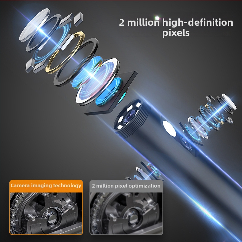Портативен индустриален ендоскоп със екран за инспекция на тръби за климатизация — зонд диаметър 8, работна дължина 1000, 178° зрително поле, LED осветление, пиксели 200w