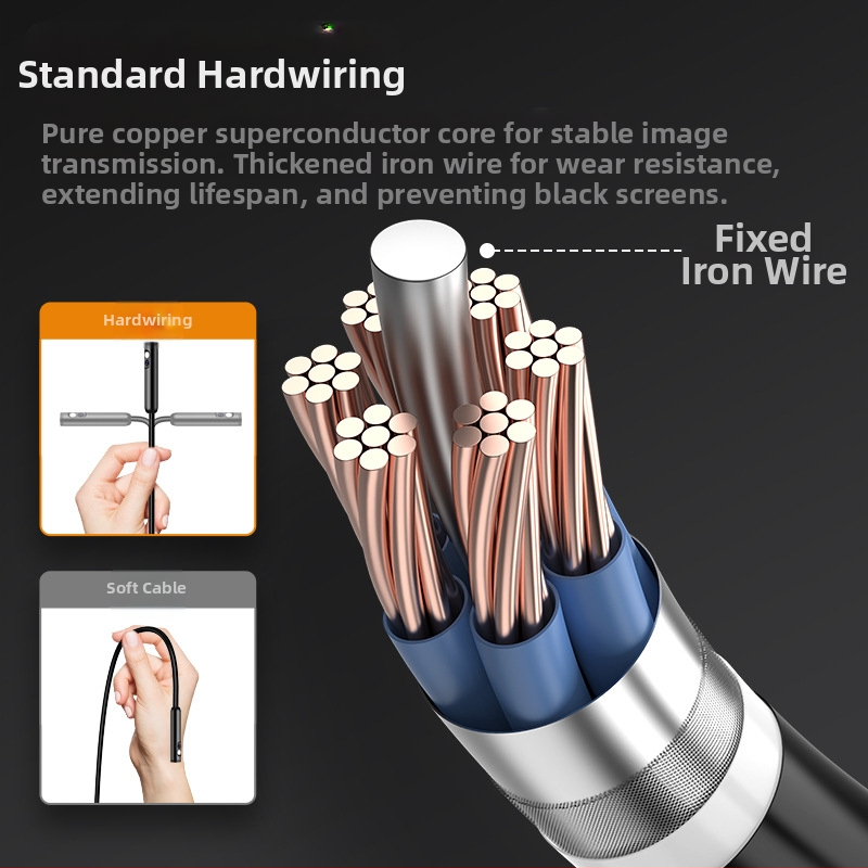 Портативен индустриален ендоскоп със екран за инспекция на тръби за климатизация — зонд диаметър 8, работна дължина 1000, 178° зрително поле, LED осветление, пиксели 200w